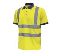 U-Power HL166YF-L HL166YF-L-Polo Manga Corta Alta Visibilidad Gama HI-Light Modelo Fog Yellow Fluo Conf=3 Pz Talla L, Negro, large