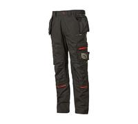 U-Power Pantalón de trabajo RACE cargo cintura elástica, bolsillos para rodilleras - Black Carbon 54
