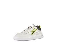U-Power Urban Lifestyle Harlow, Zapatillas deportivas y casuales blancas, negras y amarillas fluorescentes de suave piel, zapatillas bajas con suela antideslizante con inserto Infinergy, ideales para