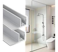 U profundo de aluminio Juego de 2 Mamparas Ducha Sin Marco Perfil en F, Soporte Fijo Aluminio para Panel para Cabina(W 12mm (1/2in),L 80cm(31.5in))