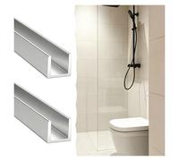 U profundo de aluminio Pack de 2 Perfil U de Aluminio para Paneles de Vidrio, Riel Impermeable Plateado para Mampara de Ducha y Balcón(L 150cm (4 9/10′),W 10mm(3/8"))
