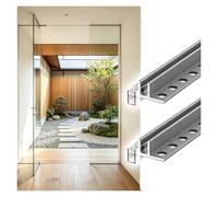 U profundo de aluminio Perfil de remate de borde de vidrio para mampara de balcón, Perfil fijo para paneles de ducha con vidrio de 12 mm de espesor(Gray,200cm/6.6ft)