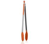 U-Taste Pinzas cocina silicona, resistente calor 250℃, 41cm, Naranja | Puntas de Goma Antiadherentes Firmemente Selladas, Mango de Acero y Bloqueo Suave para Barbacoa
