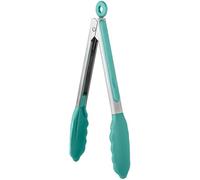 U-Taste Pinzas cocina silicona, resistente calor 315℃, 23cm, Aqua Sky | Puntas de Goma Antiadherentes Firmemente Selladas, Mango de Acero y Bloqueo Suave para Barbacoa