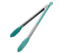 U-Taste Pinzas cocina silicona, resistente calor 315℃, 30cm, Aqua Sky | Puntas de Goma Antiadherentes Firmemente Selladas, Mango de Acero y Bloqueo Suave para Barbacoa