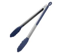 U-Taste Pinzas cocina silicona, resistente calor 315℃, 30cm Azul medianoche | Puntas de Goma Antiadherentes Firmemente Selladas, Mango de Acero y Bloqueo Suave para Barbacoa