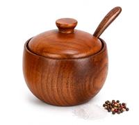 Uadme Caja de Sal de Madera con Cuchara y Tapa, Salero y Azucarero Cocina, Cajas Especias para Hogar, Almacenamiento de Cocina, Restaurante