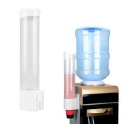 Uadme Dispensador de Vasos Desechables, Soporte de Vaso de Pared de Plástico One Touch, Portavasos de Papel, 60-80 Tazas de 7,5cm Diámetro, para Hogar Oficina Restaurante (Blanco)