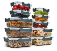 uandu Set de 10 Recipientes Herméticos de Cristal con Tapa para Alimentos, Vidrio Borosilicato, Fiambrera Meal Prep, Sin BPA, Apto Microondas, Horno y Congelador