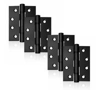 UAP Juego de 4 bisagras de puerta de 100 mmx75 mm - Bisagras de puerta de acero suave, esquinas cuadradas, edificios residenciales y comerciales (paquete de 4), color negro