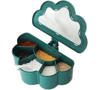 UBOHUZ Caja de condimentos cocina, recipientes creativos for especias con 6 compartimentos, tarros for, caja almacenamiento for sal y pimienta, contenedor cucharas para Especias(Green)