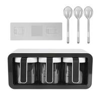 UBOHUZ Cajas de especias con cucharas, azucarero, salero, contenedor condimentos, suministros cocina, juego almacenamiento, organizador estante montaje en pared para Especias