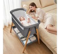 UBRAVOO Cuna colecho 2 en 1 para bebés, Cuna adosada a la Cama para recién Nacidos, con Laterales de Malla Transpirable y colchón Suave (Gris)
