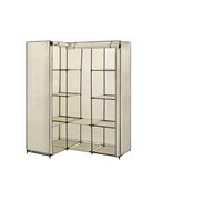 UBVNFGMK Armario esquinero crema 130 x 87 x 169 cm, marco de hierro estable, armario de tela que ahorra espacio con cremalleras, mucho espacio de almacenamiento para ropa y zapatos, uso óptimo en las