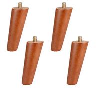 UCCE Pack de 4 Patas para Muebles de Madera de Caucho Patas para Mueble de TV de Madera Nogal con Varilla Roscada M10 y Tornillo (Oblicua 18cm)