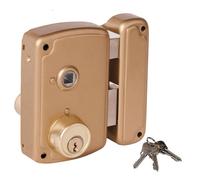 Ucem Cerradura de sobreponer 4056bhb075d con manilla y 3 llaves, mano derecha, acabado oro