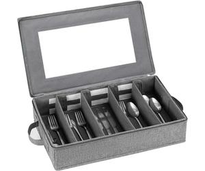 UCK-KIT Cubiertos de Almacenamiento, Durable 5 Compartimentos de Plata Caja de Almacenamiento con Tapa extraíble y fácil de Llevar Asas Protege y Organiza los Cubiertos