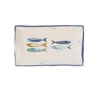 UD - Fuente rectangular La Mediterránea diseño Peixe Elite - Set 2/4/6 piezas (25x15cm, 30x15cm, 30x20cm) - Vajilla cerámica con acabado brillante para cocina y comedor