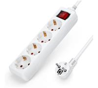Aigostar Regleta 3 Enchufes 1,5 m con Interruptor, 3680W/16A, Protección Infantil, Blanco - Regleta Alargador para Casa, Oficina, Estudio