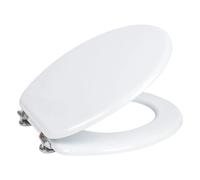 UD - Tapa WC de Madera Blanca 37x43cm | Asiento Universal con Bisagras Ajustables - Fácil Instalación, Resistente y Cómodo