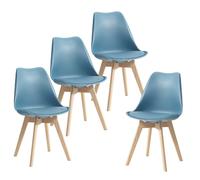 Uderkiny Juego de 4 sillas de Comedor, sillas escandinavas, Patas de Madera Maciza, diseño nórdico ergonómico, Ideal para Comedor, salón, Cocina, Dormitorio (Verde Oscuro, 4)
