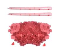 UDNFHL 2 Velas Rosas Largas, 1 Paquete De Confeti Rojo, Estampado En Forma De Corazón, Adecuada para El Aniversario De Bodas del Día De San Valentín.