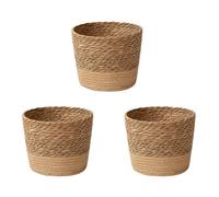 UDSKNV[KSL 3X Maceta de Flores Tejida de Paja, Cesta de Mimbre, Cesta de Almacenamiento de Maceta de Ratán, Cesta de Macetero Tejida Hecha una Mano S