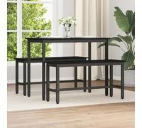 UERNGFTKM Juego de 2 bancos de comedor con aspecto de roble negro, 100 x 32,5 x 48,5 cm, banco de madera con patas de acero, altura regulable, sin respaldo para salón y dormitorio