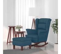 UERNGFTKM Mecedora de terciopelo azul con reposapiés de madera maciza, cómoda silla con función de balancín y cómodos reposabrazos para salón, soporta hasta 110 kg