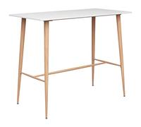 UERNGFTKM Mesa alta blanca 120 x 60 x 105 cm MDF | Patas de metal con aspecto de madera, fácil de instalar, para cocinas y comedores