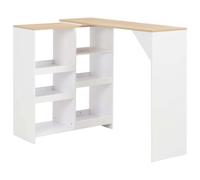 UERNGFTKM Mesa alta blanca 138 x 39 x 110 cm con estante | Estructura robusta de madera en forma de L, fácil de montar, para cocina y comedor