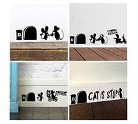 ufengke Agujeros de Ratón Rodapié Pegatinas de Pared Removible Vinilos de Pared de Arte para Habitación Niños Sala de Estar Dormitorio, Negro
