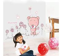 ufengke® Oso Lindo Hermosas Flores Pegatinas de Pared, Vivero Habitación de Los Niños Removible Etiquetas de La Pared/Murales