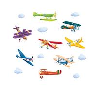 ufengke Pegatinas de Pared Avión Colorido Vinilos Adhesivas Pared Aeronave Biplano para Dormitorio Habitación Sala de Estar