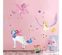 ufengke Pegatinas de Pared Unicornio Hada Vinilos Adhesivas Pared Flor DIY para Dormitorio Habitación Sala de Estar