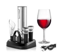 Ufesa Set Sacacorchos Eléctrico EasyPack, Abridor Botellas Vino con Luz LED, Descantador, Tapón Sellador y Extractor de Aire, Base de Carga y Almacenamiento, Inalámbrico, Cable USB C y Micro USB inclu
