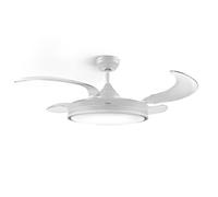 Ufesa Ventilador de Techo Seoul, Motor DC 40W, Silencioso y Eficiente, 106 cm, Lámpara LED Integrada 48cm, 4 Aspas Retráctiles, 3 Tonos de Luz, 6 Velocidades, Temporizador, Mando a Distancia, Blanco
