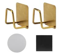 UFUFMATE Soporte magnético de esponja de 2 unidades, con 2 parches de metal, colgante autoadhesivo, soporte de esponja de encimera de acero inoxidable (oro)