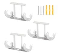 UFURMATE 3 piezas de soportes dobles para barra de cortina, soportes de montaje en techo de aleación de aluminio para barra de cortina colgante de ventana para poste de cortina de 23-26mm (blanco)