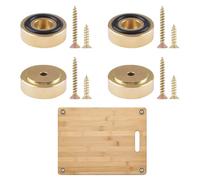 UFURMATE 4 patas de latón para tabla de cortar con almohadilla de goma y tornillos de 1.15 x 0.43 pulgadas, patas antideslizantes para cocina, muebles, electrónica (dorado)