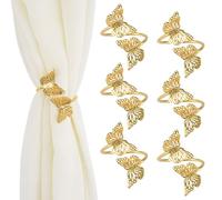 UFURMATE Alzapaños dorados para cortinas, 6 piezas de metal con doble mariposa, hermoso soporte decorativo para cortinas finas, mosquitera