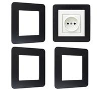 UFURMATE Cubierta envolvente de resina para interruptor de luz, 4 unidades, protector de interruptor de enchufe único, placa de dedo de montaje en pared para decoración de interruptores (color negro)