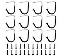 UFURMATE Gancho para debajo del gabinete, 12 soportes de metal para debajo del gabinete, ganchos de almacenamiento de utensilios para cocina, baño (negro)