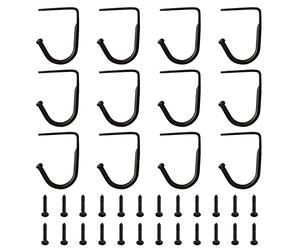 UFURMATE Gancho para debajo del gabinete, 12 soportes de metal para debajo del gabinete, ganchos de almacenamiento de utensilios para cocina, baño (negro)
