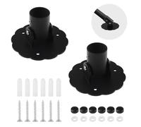 UFURMATE Soporte para barra de cortina de ducha en forma de flor, 2 piezas telescópicas de metal para cortina de ducha, barra de cortina giratoria, soporte de montaje en pared (negro, 26 mm)