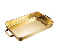 UGCER Paellera Rectangular española, Plato de Acero Inoxidable para mariscos y Langosta con Asas Dobles para el hogar, Restaurante o Camping,Oro,42cm/16.5in