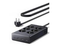 UGREEN 10 EN 1 Regleta Enchufe Multiple 6 Tomas AC 4 USB PD 20W 3680W 16A | 1 USB C 2 USB A, 1.6M Extension Negro, Interruptor, Power Strip Inteligente Ladron Plano, Proteccion Sobretension Oficina