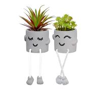 Uguisu Maceta de Pierna Larga, Bonita Maceta Sonriente Colgante de Patas, Maceta suculenta, Maceta Divertida, Maceta de Interior, Maceta de hormigón, Maceta Decorativa (Gris, 2 Piezas)