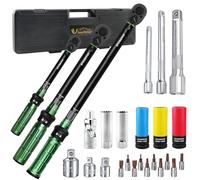 Uharbour Juego Llaves Dinamométricas 1/4",3/8",1/2",26 Piezas 3-25,5-60,60-330 Nm para Coche,Moto,Bici,Precisión ±3%