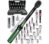 Uharbour Llave dinamométrica de 3/8 pulgadas, 5-60 Nm, 31 piezas, juego de llaves dinamométricas para motocicleta, ± 3% de precisión con extensiones, llaves de vaso y adaptador, carraca de 72 dientes